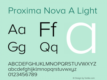 Proxima Nova A Light Version 2.001 Font Sample