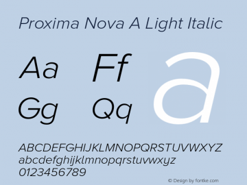 Proxima Nova A Light Italic Version 2.001 Font Sample