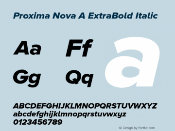 Proxima Nova A ExtraBold Italic Version 2.001 Font Sample