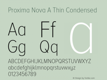Proxima Nova A Thin Condensed Version 2.001 Font Sample