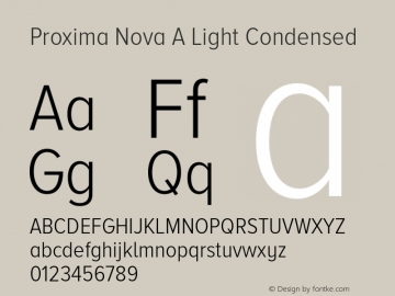 Proxima Nova A Light Condensed Version 2.001 Font Sample