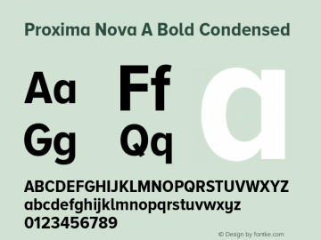 Proxima Nova A Bold Condensed Version 2.001 Font Sample