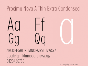 Proxima Nova A Thin Extra Condensed Version 2.001 Font Sample