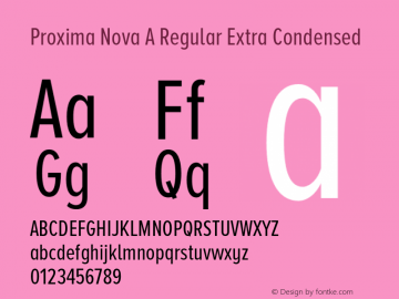 Proxima Nova A Regular Extra Condensed Version 2.001 Font Sample