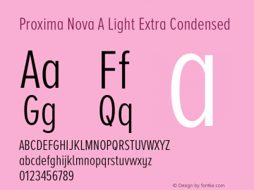 Proxima Nova A Light Extra Condensed Version 2.001 Font Sample