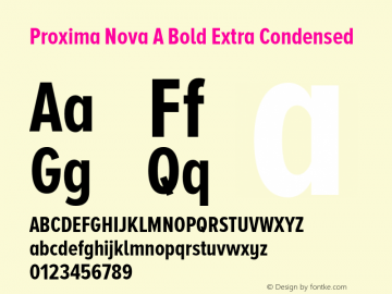 Proxima Nova A Bold Extra Condensed Version 2.001 Font Sample