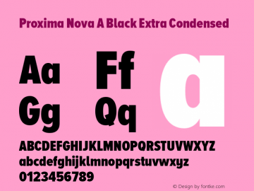 Proxima Nova A Black Extra Condensed Version 2.001 Font Sample