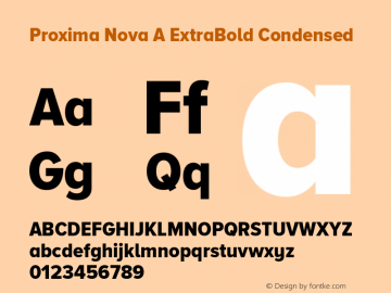 Proxima Nova A ExtraBold Condensed Version 2.001 Font Sample