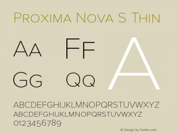 Proxima Nova S Thin Version 2.003 Font Sample