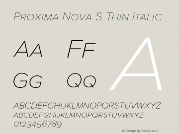 Proxima Nova S Thin Italic Version 2.003 Font Sample