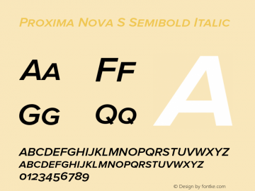 Proxima Nova S Semibold Italic Version 2.003 Font Sample