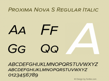Proxima Nova S Regular Italic Version 2.003 Font Sample