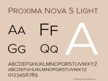 Proxima Nova S Light Version 2.003 Font Sample