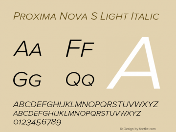 Proxima Nova S Light Italic Version 2.003 Font Sample