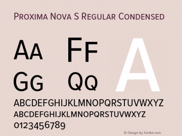 Proxima Nova S Regular Condensed Version 2.003 Font Sample
