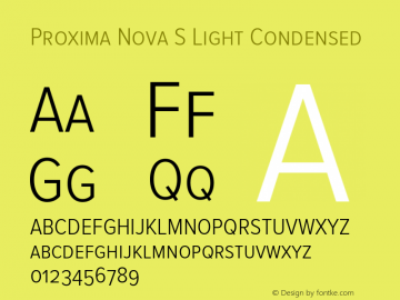 Proxima Nova S Light Condensed Version 2.003 Font Sample