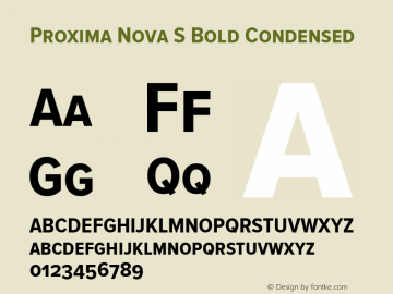 Proxima Nova S Bold Condensed Version 2.003 Font Sample