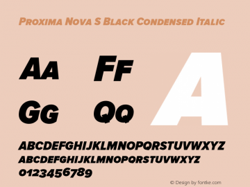 Proxima Nova S Black Condensed Italic Version 2.003 Font Sample