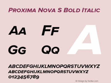 Proxima Nova S Bold Italic Version 2.003 Font Sample