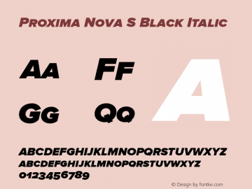 Proxima Nova S Black Italic Version 2.003 Font Sample