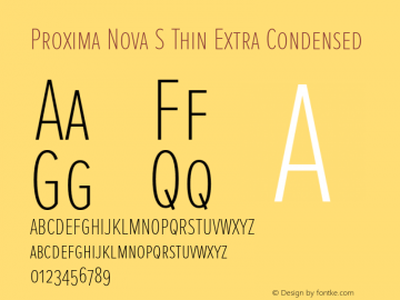 Proxima Nova S Thin Extra Condensed Version 2.003 Font Sample