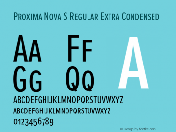 Proxima Nova S Regular Extra Condensed Version 2.003 Font Sample