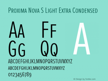 Proxima Nova S Light Extra Condensed Version 2.003 Font Sample