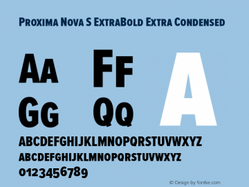 Proxima Nova S ExtraBold Extra Condensed Version 2.003 Font Sample