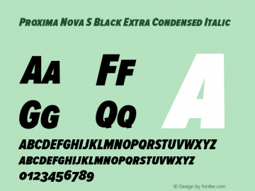 Proxima Nova S Black Extra Condensed Italic Version 2.003 Font Sample