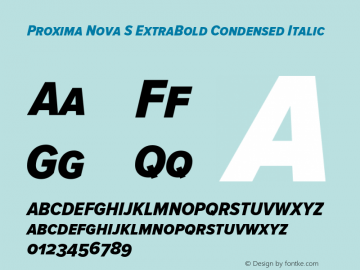 Proxima Nova S ExtraBold Condensed Italic Version 2.003 Font Sample