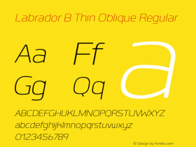 Labrador B Thin Oblique Regular Version 1.000 Font Sample