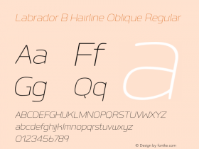 Labrador B Hairline Oblique Regular Version 1.000 Font Sample