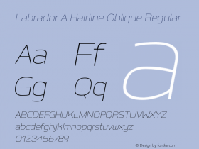 Labrador A Hairline Oblique Regular Version 1.000 Font Sample