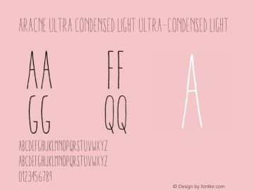 Aracne Ultra Condensed Light Ultra-condensed Light Version 1.000 Font Sample