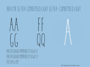 Aracne Ultra Condensed Light Ultra-condensed Light Version 1.001 Font Sample