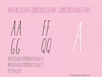 Aracne Ultra Condensed Ultra-condensed Light Italic Version 1.000 Font Sample