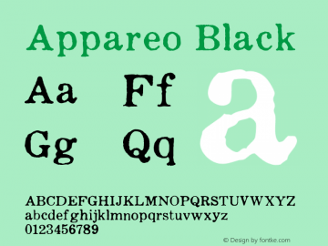 Appareo Black 1.000 Font Sample