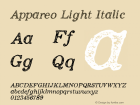 Appareo Light Italic 1.000图片样张