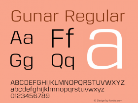 Gunar Regular Version 1.000;PS 001.000;hotconv 1.0.70;makeotf.lib2.5.58329 Font Sample