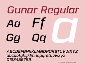 Gunar Regular Version 1.000;PS 001.000;hotconv 1.0.70;makeotf.lib2.5.58329;com.myfonts.easy.northernblock.gunar.demi-bold-italic.wfkit2.version.43rU Font Sample