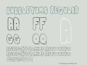 BubbleYums Regular Version 1.00 August 21, 2013, initial release Font Sample