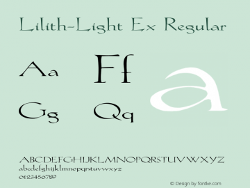 Lilith-Light Ex Regular Unknown Font Sample