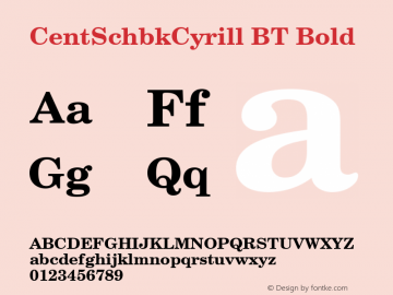 CentSchbkCyrill BT Bold Version 2.00 Bitstream Cyrillic Set Font Sample