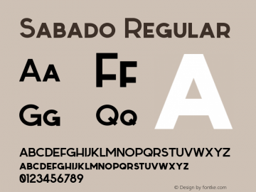 Sabado Regular Version 1.000;PS 001.001;hotconv 1.0.56 Font Sample