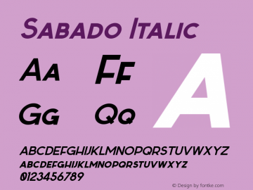 Sabado Italic 1.000 Font Sample