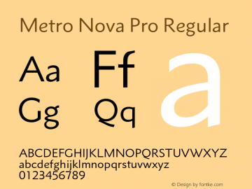 Metro Nova Pro Regular Version 1.000 Font Sample