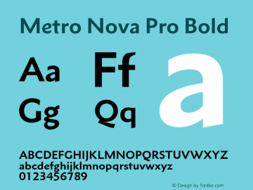 Metro Nova Pro Bold Version 1.000 Font Sample
