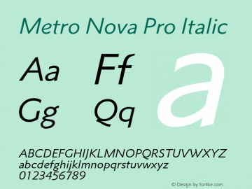 Metro Nova Pro Italic Version 1.000 Font Sample