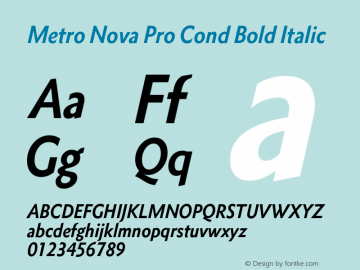 Metro Nova Pro Cond Bold Italic Version 1.000 Font Sample