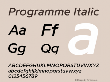 Programme Italic Version 1.000 Font Sample